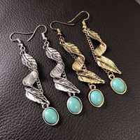 Wholesale Jewelry Vintage Style Leaf Alloy Turquoise Plating Ear Hook main image 4