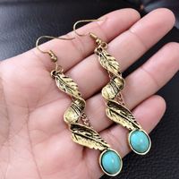 Wholesale Jewelry Vintage Style Leaf Alloy Turquoise Plating Ear Hook main image 3