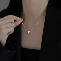 Einfacher Stil Koreanische Art Herzform Sterling Silber Halskette Mit Anhänger main image 4