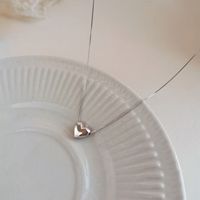 Einfacher Stil Koreanische Art Herzform Sterling Silber Halskette Mit Anhänger main image 2