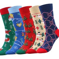 Unisex Christmas Cartoon Cotton Blending Crew Socks A Pair main image 5