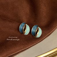 1 Pair Elegant Vintage Style Geometric Enamel Stoving Varnish Plating Metal Artificial Gemstones Artificial Pearls Earrings sku image 15