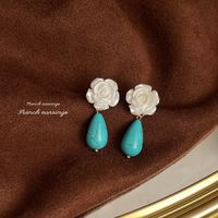 1 Pair Elegant Vintage Style Geometric Enamel Stoving Varnish Plating Metal Artificial Gemstones Artificial Pearls Earrings sku image 13