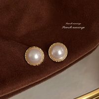 1 Pair Elegant Vintage Style Geometric Enamel Stoving Varnish Plating Metal Artificial Gemstones Artificial Pearls Earrings sku image 5