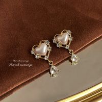 1 Pair Elegant Vintage Style Geometric Enamel Stoving Varnish Plating Metal Artificial Gemstones Artificial Pearls Earrings sku image 40
