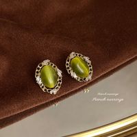 1 Pair Elegant Vintage Style Geometric Enamel Stoving Varnish Plating Metal Artificial Gemstones Artificial Pearls Earrings sku image 46