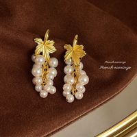 1 Pair Elegant Vintage Style Geometric Enamel Stoving Varnish Plating Metal Artificial Gemstones Artificial Pearls Earrings sku image 58