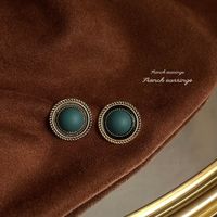 1 Pair Elegant Vintage Style Geometric Enamel Stoving Varnish Plating Metal Artificial Gemstones Artificial Pearls Earrings sku image 9