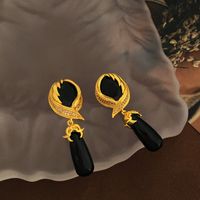 1 Pair Elegant Vintage Style Geometric Enamel Stoving Varnish Plating Metal Artificial Gemstones Artificial Pearls Earrings sku image 61