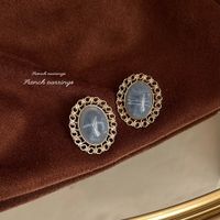 1 Pair Elegant Vintage Style Geometric Enamel Stoving Varnish Plating Metal Artificial Gemstones Artificial Pearls Earrings sku image 1