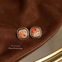 1 Pair Elegant Vintage Style Geometric Enamel Stoving Varnish Plating Metal Artificial Gemstones Artificial Pearls Earrings sku image 11