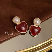 1 Pair Elegant Vintage Style Geometric Enamel Stoving Varnish Plating Metal Artificial Gemstones Artificial Pearls Earrings sku image 28