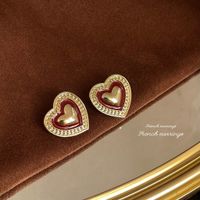 1 Pair Elegant Vintage Style Geometric Enamel Stoving Varnish Plating Metal Artificial Gemstones Artificial Pearls Earrings sku image 12