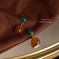 1 Pair Elegant Vintage Style Geometric Enamel Stoving Varnish Plating Metal Artificial Gemstones Artificial Pearls Earrings sku image 23