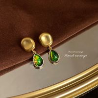 1 Pair Elegant Vintage Style Geometric Enamel Stoving Varnish Plating Metal Artificial Gemstones Artificial Pearls Earrings sku image 49