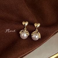 1 Pair Elegant Vintage Style Geometric Enamel Stoving Varnish Plating Metal Artificial Gemstones Artificial Pearls Earrings sku image 35