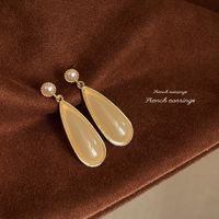 1 Pair Elegant Vintage Style Geometric Enamel Stoving Varnish Plating Metal Artificial Gemstones Artificial Pearls Earrings sku image 29