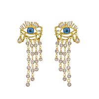 Wholesale Jewelry Elegant Devil's Eye Tassel Alloy Artificial Rhinestones Pearl Plating Inlay Drop Earrings main image 3