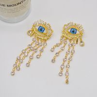 Wholesale Jewelry Elegant Devil's Eye Tassel Alloy Artificial Rhinestones Pearl Plating Inlay Drop Earrings main image 6