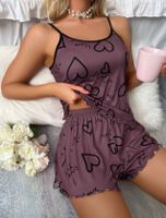 Home Women's Sexy Letter Heart Shape Polyester Milk Fiber Printing Shorts Sets Pajama Sets main image 2