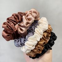 Simple Style Solid Color Cloth Satin Elastic Band Pleated Hair Tie main image 8