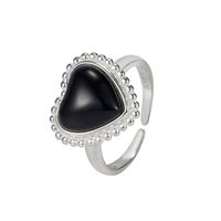 Classic Style Heart Shape Sterling Silver Agate Rings In Bulk main image 2