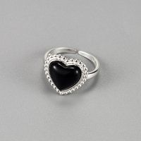 Classic Style Heart Shape Sterling Silver Agate Rings In Bulk sku image 1