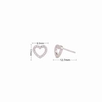 1 Pair Sweet Heart Shape Inlay Sterling Silver Zircon Ear Studs sku image 1