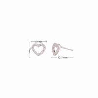 1 Paire Sucré Forme De Cœur Incruster Argent Sterling Zircon Boucles D'Oreilles sku image 1