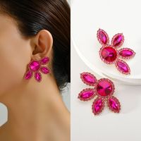 1 Pair Glam Flower Inlay Alloy Rhinestones Glass Ear Studs main image 6