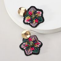 1 Pair Ethnic Style Flower Embroidery Beaded Resin Zinc Alloy Handmade Dangling Earrings sku image 2
