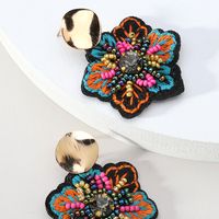 1 Pair Ethnic Style Flower Embroidery Beaded Resin Zinc Alloy Handmade Dangling Earrings main image 10