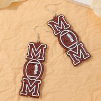 1 Pair Casual Simple Style Letter Football Iron Drop Earrings main image 3