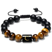 Retro Round Letter Tiger Eye Beaded Women's Bracelets sku image 3