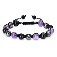 Simple Style Round Natural Stone Obsidian Beaded Women's Bracelets main image 3
