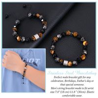 Retro Round Natural Stone Obsidian Beaded Men's Bracelets main image 2