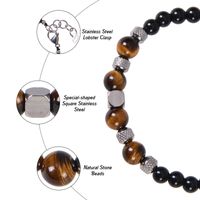 Classic Style Round Tiger Eye Obsidian Beaded Men's Bracelets main image 2
