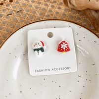 1 Pair Cute Santa Claus Asymmetrical Flakes Alloy Ear Studs sku image 7