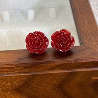 1 Pair Simple Style Rose Synthetic Resin Ear Studs main image 3