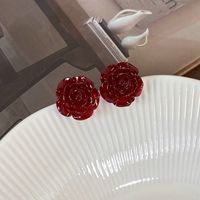 1 Pair Simple Style Rose Synthetic Resin Ear Studs main image 5