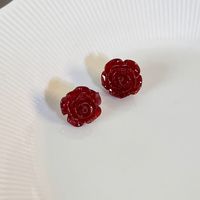 1 Pair Simple Style Rose Synthetic Resin Ear Studs main image 8