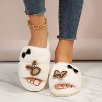 Women's Casual Rabbit Butterfly Bow Knot Sequins Rhinestone Open Toe Plush Slippers main image 1