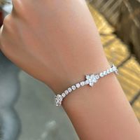 Ig-stil Elegant Hochzeit Blume Kupfer Überzug Inlay Künstliche Edelsteine 14 Karat Vergoldet Überzogen Mit Rhodium Tennisarmband main image 7