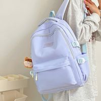 Solid Color Casual Holiday School School Backpack Women's Backpack sku image 3