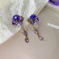 1 Pair Simple Style Flower Inlay Copper Zircon Drop Earrings sku image 2