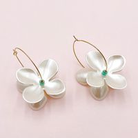 1 Pair Casual Commute Flower Plating 304 Stainless Steel Shell Natural Stone Crystal Gold Plated Earrings main image 2