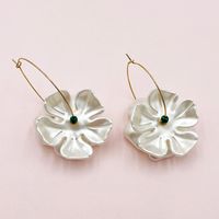 1 Pair Casual Commute Flower Plating 304 Stainless Steel Shell Natural Stone Crystal Gold Plated Earrings main image 5