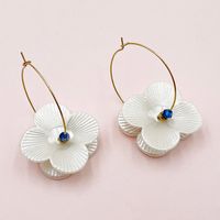 1 Pair Casual Commute Flower Plating 304 Stainless Steel Shell Natural Stone Crystal Gold Plated Earrings main image 3