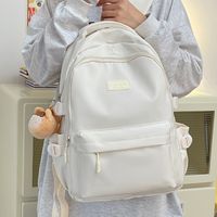 Solid Color Casual Holiday School School Backpack Women's Backpack sku image 1
