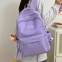 Solid Color Casual Holiday School School Backpack Women's Backpack sku image 2